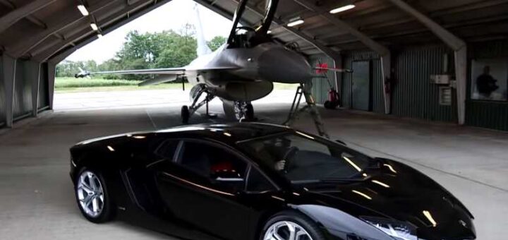Lamborghini Aventador VS F16 Fighting Falcon