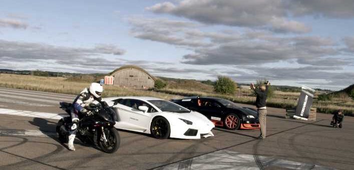 Bugatti Veyron Vs Lambo Aventador Vs BMW S1000RR