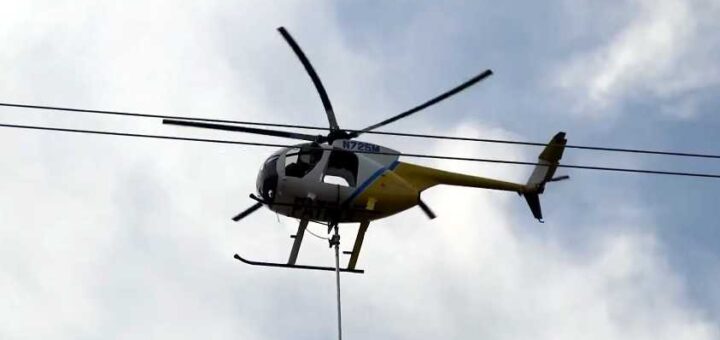 helicoptero e moto serra