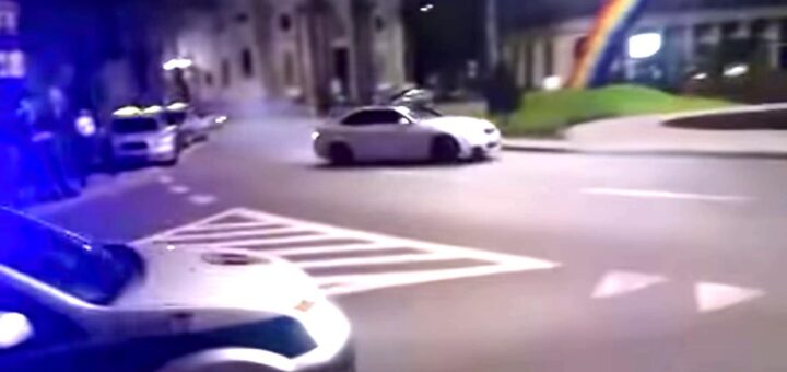 bmw m3 queima pneu rotunda policia polonia